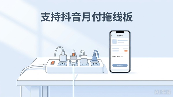 抖音月付支付家用多孔拖线板的下单场景