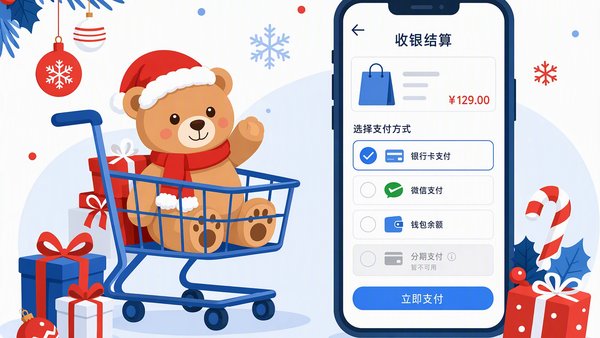 抖音月付在商城下单购买圣诞小熊的支付场景