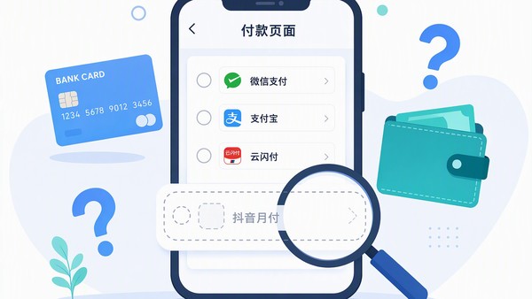 抖音月付在界面付款页不显示的入口排查示意图