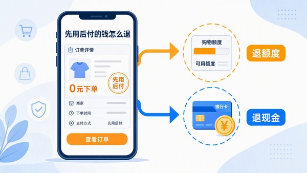 先用后付订单退款去向与扣款时点自查示意图