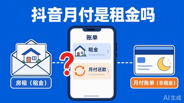抖音月付扣款与租金账单区别对照示意图