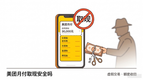美团月付取现安全吗示意图，手机账单页面被禁止取现标识覆盖，第三方回收扣点